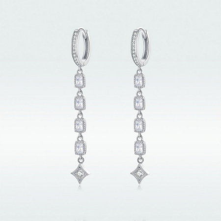 Cercei argint lungi geometrici placati cu rodiu [6]