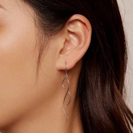 Cercei argint lungi valuri in doua culori [3]