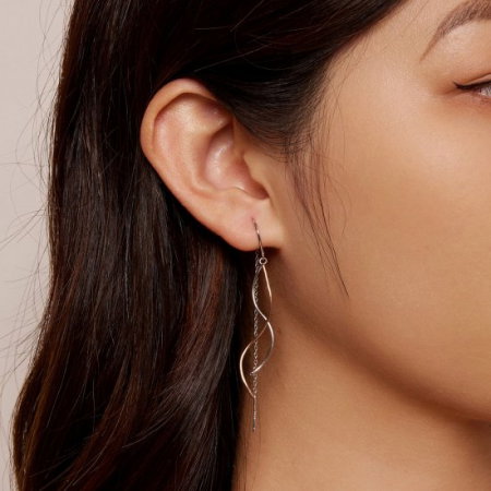 Cercei argint lungi valuri in doua culori [1]