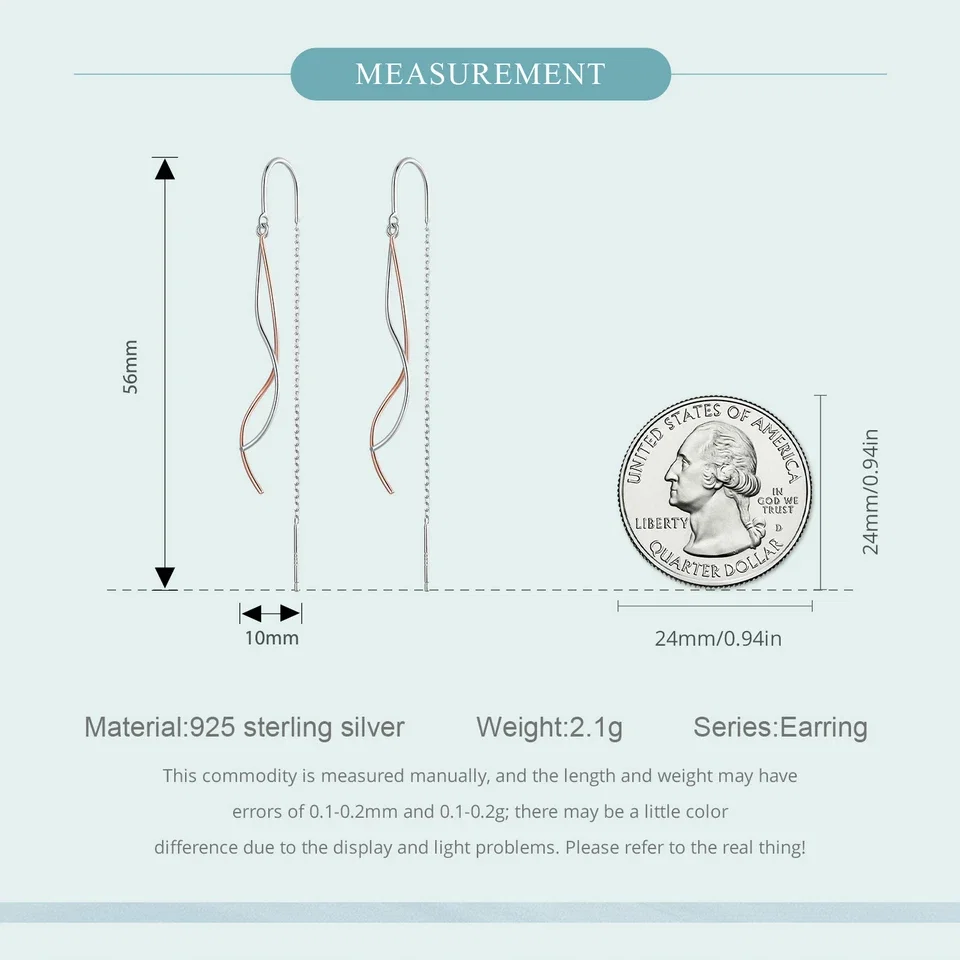 Cercei argint lungi valuri in doua culori [6]