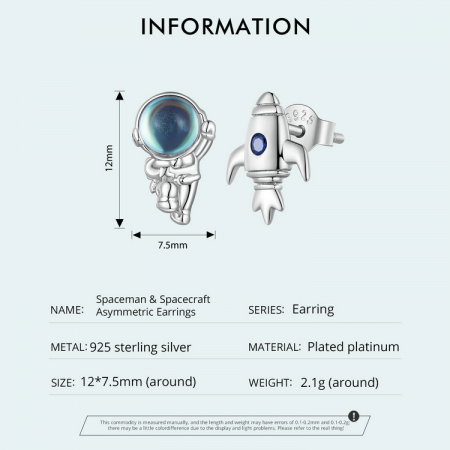 Cercei argint nava spatiala asimetrica [9]