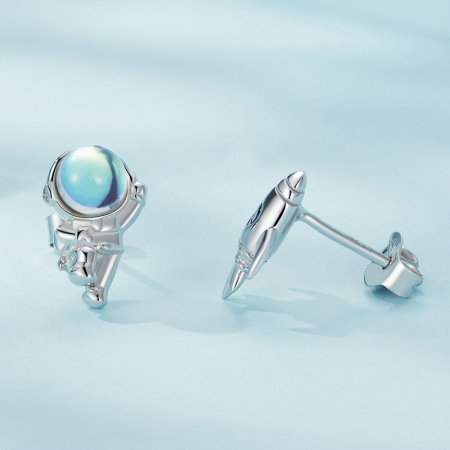 Cercei argint nava spatiala asimetrica [4]