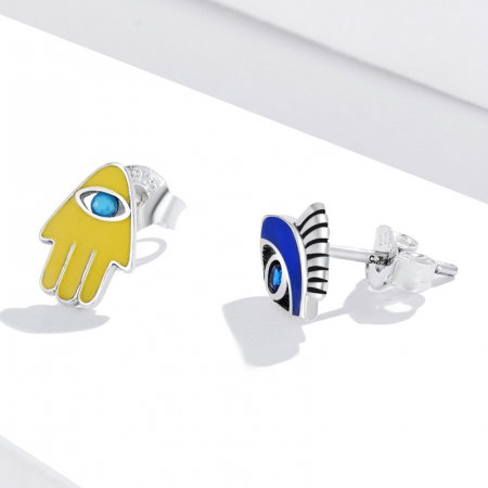 Cercei argint ochi de deochi si mana lui Fatima [1]