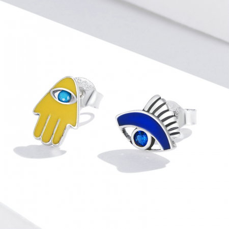 Cercei argint ochi de deochi si mana lui Fatima [5]