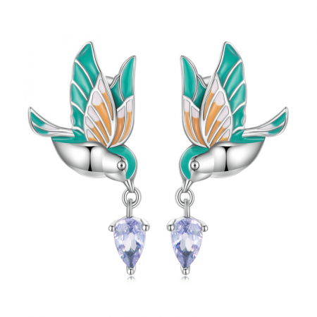 Cercei argint pasari colibri