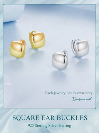 Cercei argint placati cu aur patrati [12]