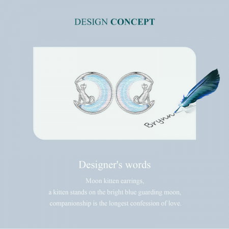 Cercei argint pisica si luna [6]