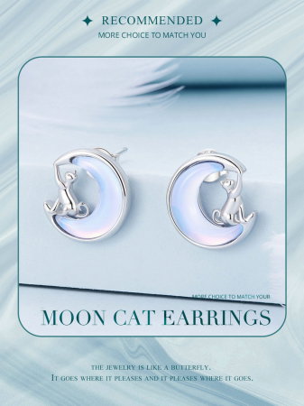 Cercei argint pisica si luna [12]