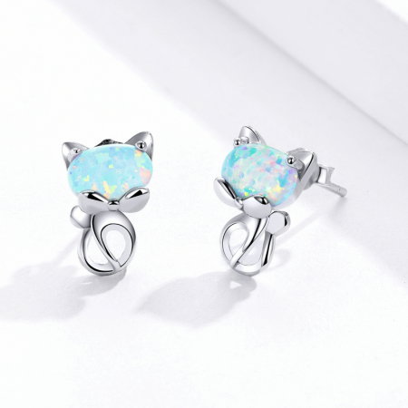 Cercei argint pisicute cu fundite placati cu rodiu [3]