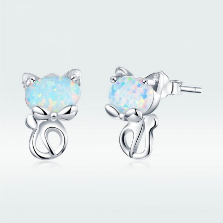 Cercei argint pisicute cu fundite placati cu rodiu [6]