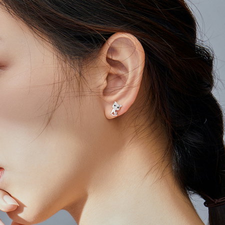 Cercei argint pisicute cu zirconii si inimioare [6]