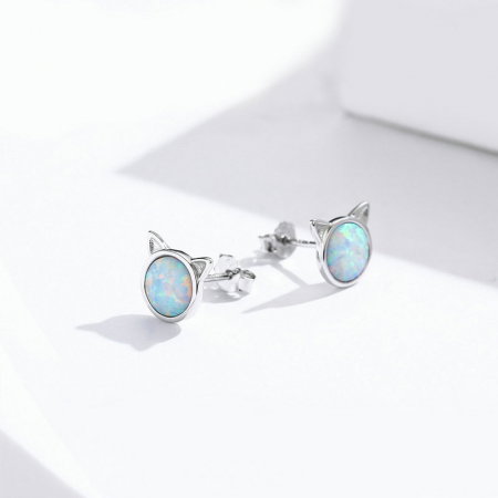 Cercei argint pisicute de opal [6]