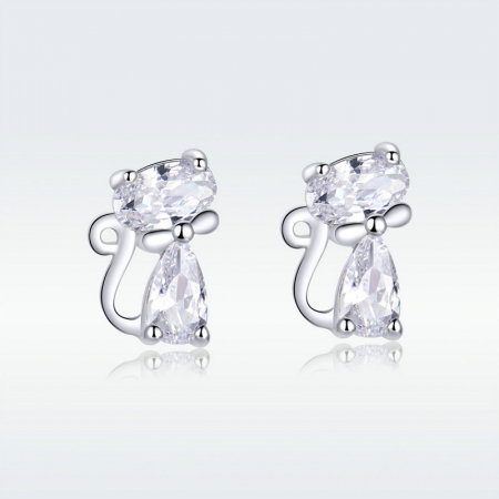 Cercei argint pisicute haioase placati cu rodiu [2]