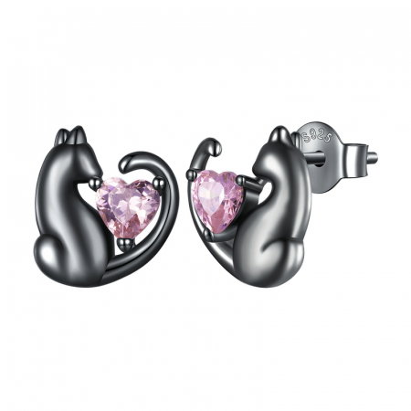 Cercei argint pisicute negre