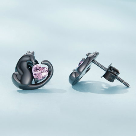 Cercei argint pisicute negre [3]