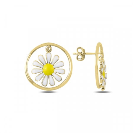 Cercei argint placat cu aur cu floare - ETU0184 [0]