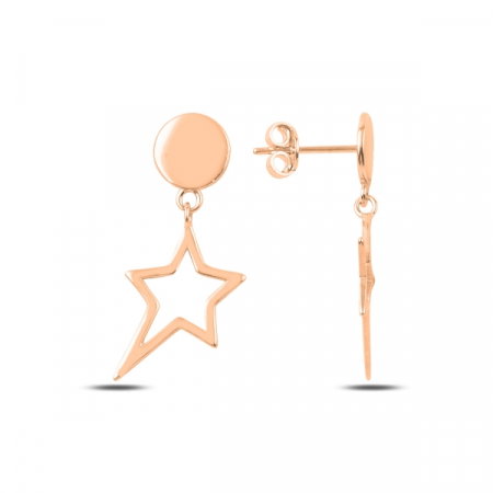 Cercei argint placat cu aur roz cu steluta - ETU0182 [0]