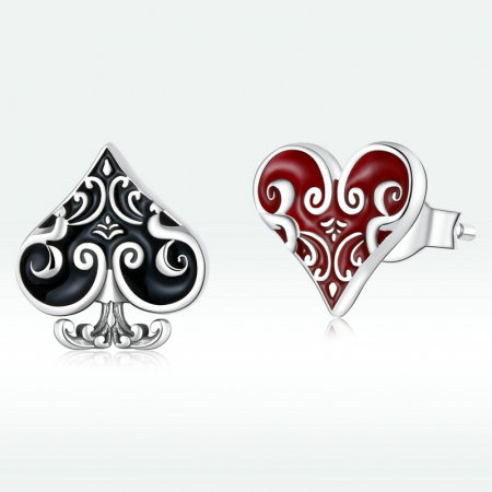 Cercei argint Poker Hearts [4]