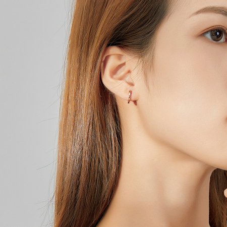 Cercei argint placat cu aur roz rotunzi [5]