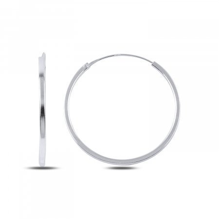 Cercei argint rotunzi 30 mm placati cu rodiu