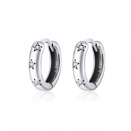 Cercei argint rotunzi cu stelute