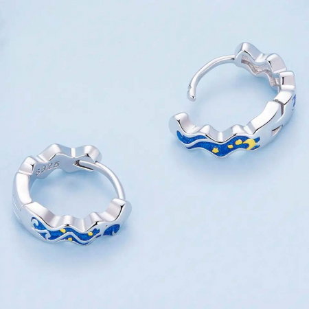 Cercei argint rotunzi cerul instelat van gogh [3]