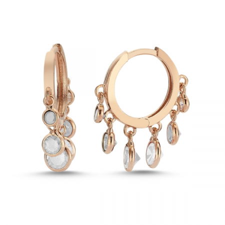 Cercei argint rotunzi cu cristale pendulare