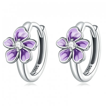 Cercei argint rotunzi cu flori