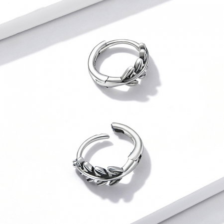 Cercei argint rotunzi cu frunze [2]