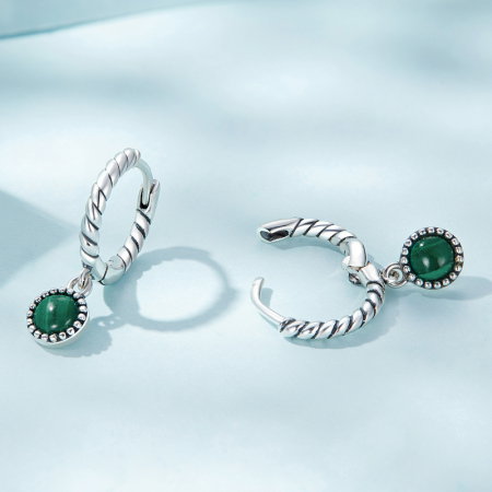 Cercei argint rotunzi cu malachit [3]