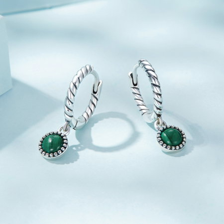 Cercei argint rotunzi cu malachit [5]
