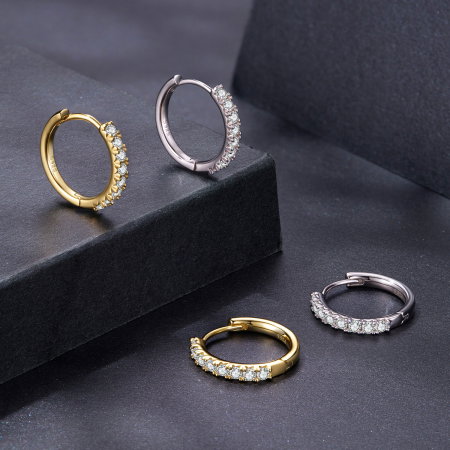 Cercei argint rotunzi cu Moissanit [6]