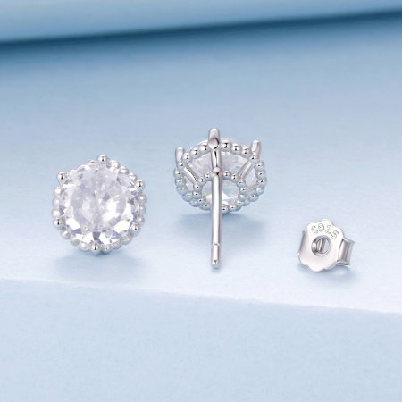 Cercei argint rotunzi cu surub si Zirconia [2]