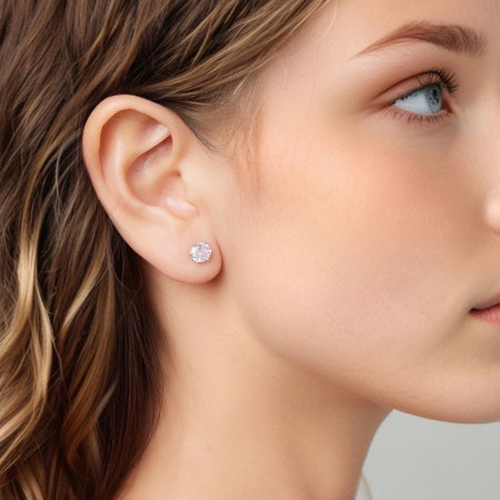 Cercei argint rotunzi cu surub si Zirconia [1]