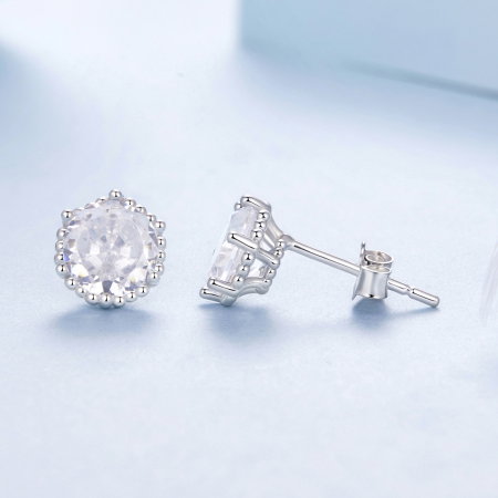 Cercei argint rotunzi cu surub si Zirconia [6]