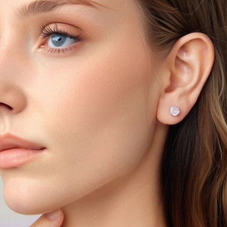 Cercei argint rotunzi cu surub si Zirconia [3]