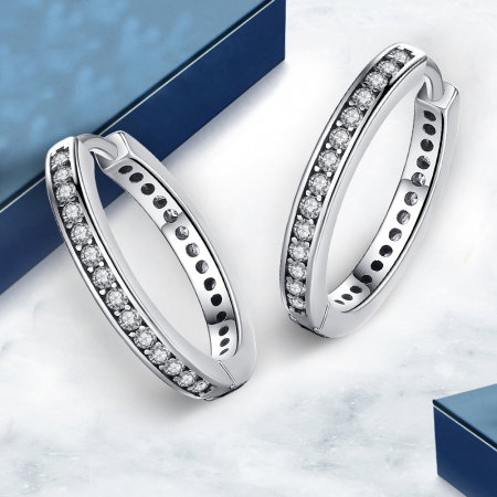 Cercei argint rotunzi cu zirconii [3]