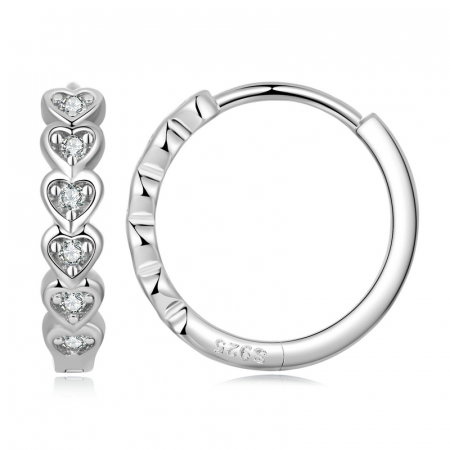 Cercei argint rotunzi cu inimioare si zirconii