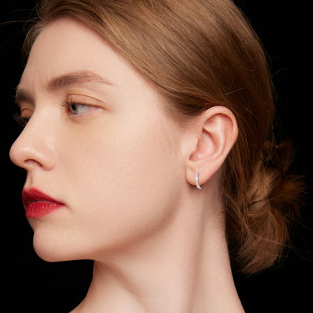 Cercei argint rotunzi cu inimioare si zirconii [3]