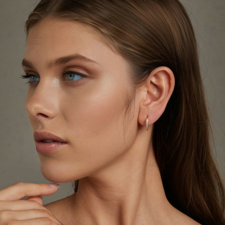 Cercei argint rotunzi cu zirconii [7]