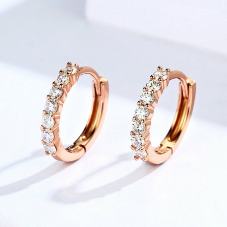 Cercei argint cu aur roz rotunzi cu zirconii [2]