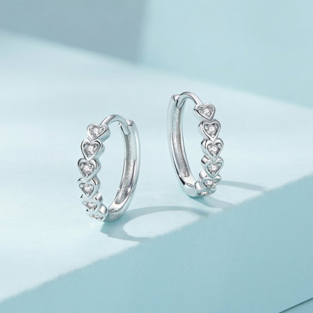 Cercei argint rotunzi cu inimioare si zirconii [4]