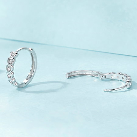 Cercei argint rotunzi cu inimioare si zirconii [2]