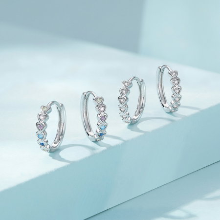 Cercei argint rotunzi cu inimioare si zirconii [6]