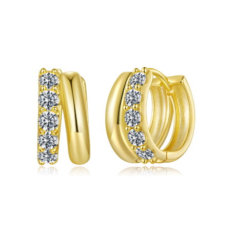 Cercei argint rotunzi dubli cu Moissanit