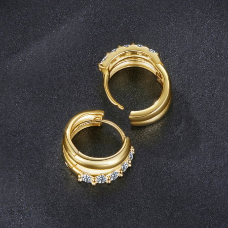 Cercei argint rotunzi dubli cu Moissanit [4]