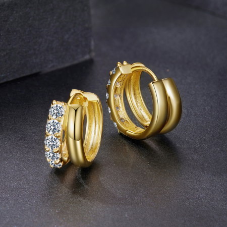 Cercei argint rotunzi dubli cu Moissanit [3]