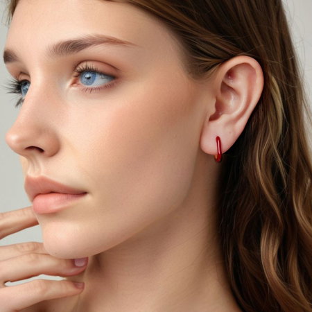 Cercei argint rotunzi Red [7]