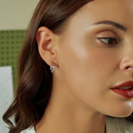 Cercei argint rotunzi trifoi cu patru foi [3]