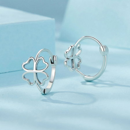 Cercei argint rotunzi trifoi cu patru foi [4]